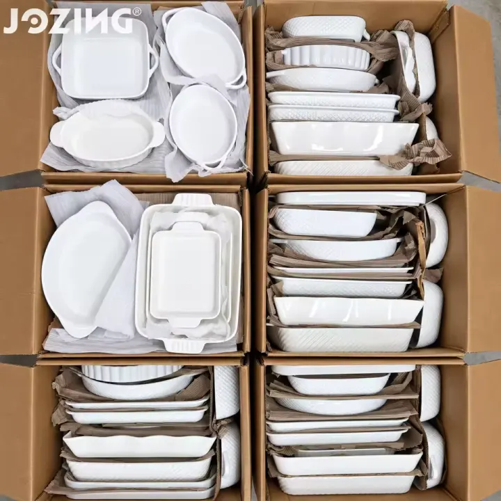 White Porcelain Baking Dishes Mixed Stock by the Ton