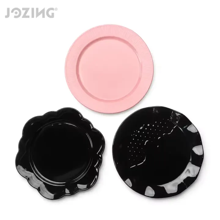 10.6inch Pink and Black Ceramic Dinner Plates in Three Designs