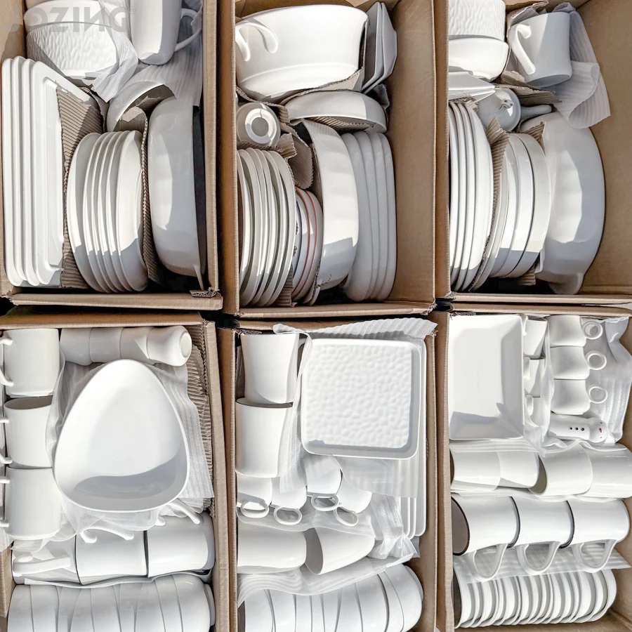 Factory Direct White Ceramic Plates Bowls Dishes Mix Packaging