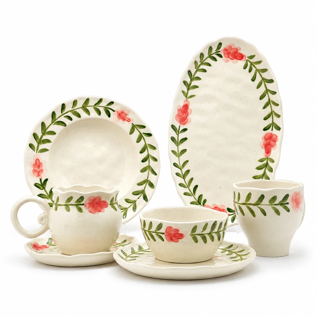 Vintage Cottagecore Porcelain Dinnerware Set for Home, Café & Gift