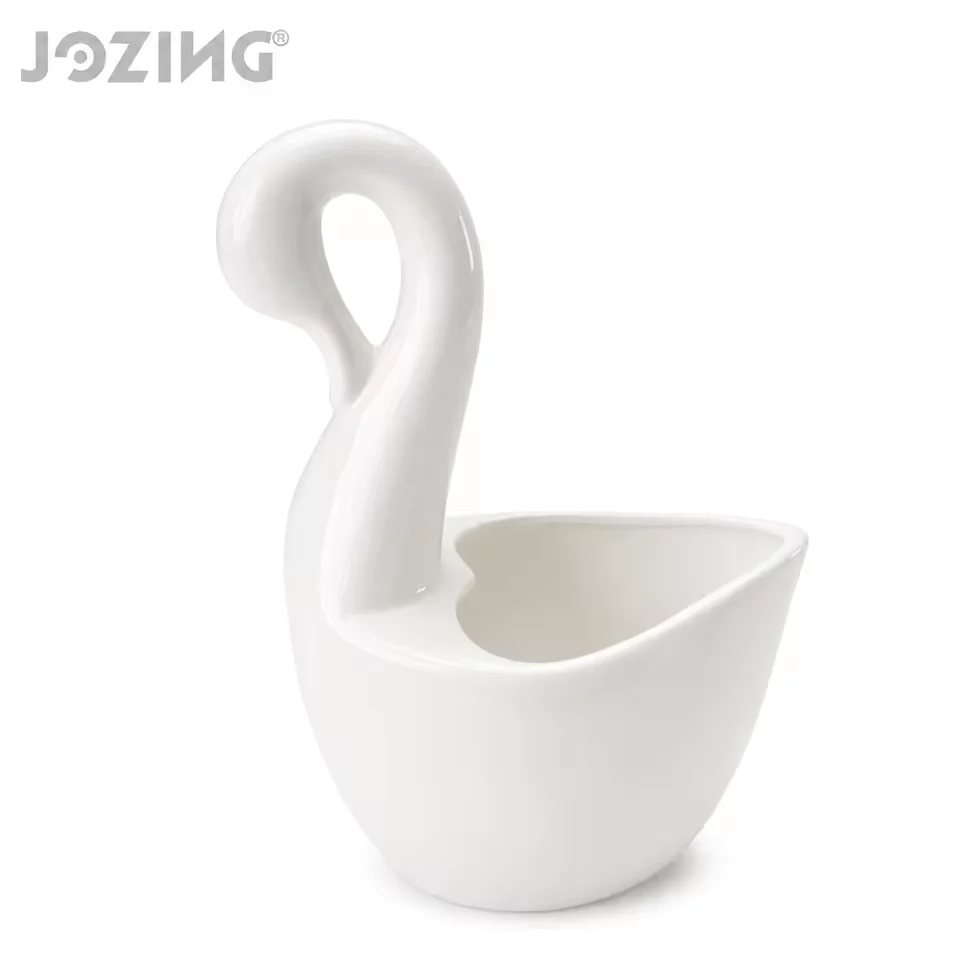 White Ceramic Swan Cutlery Holder