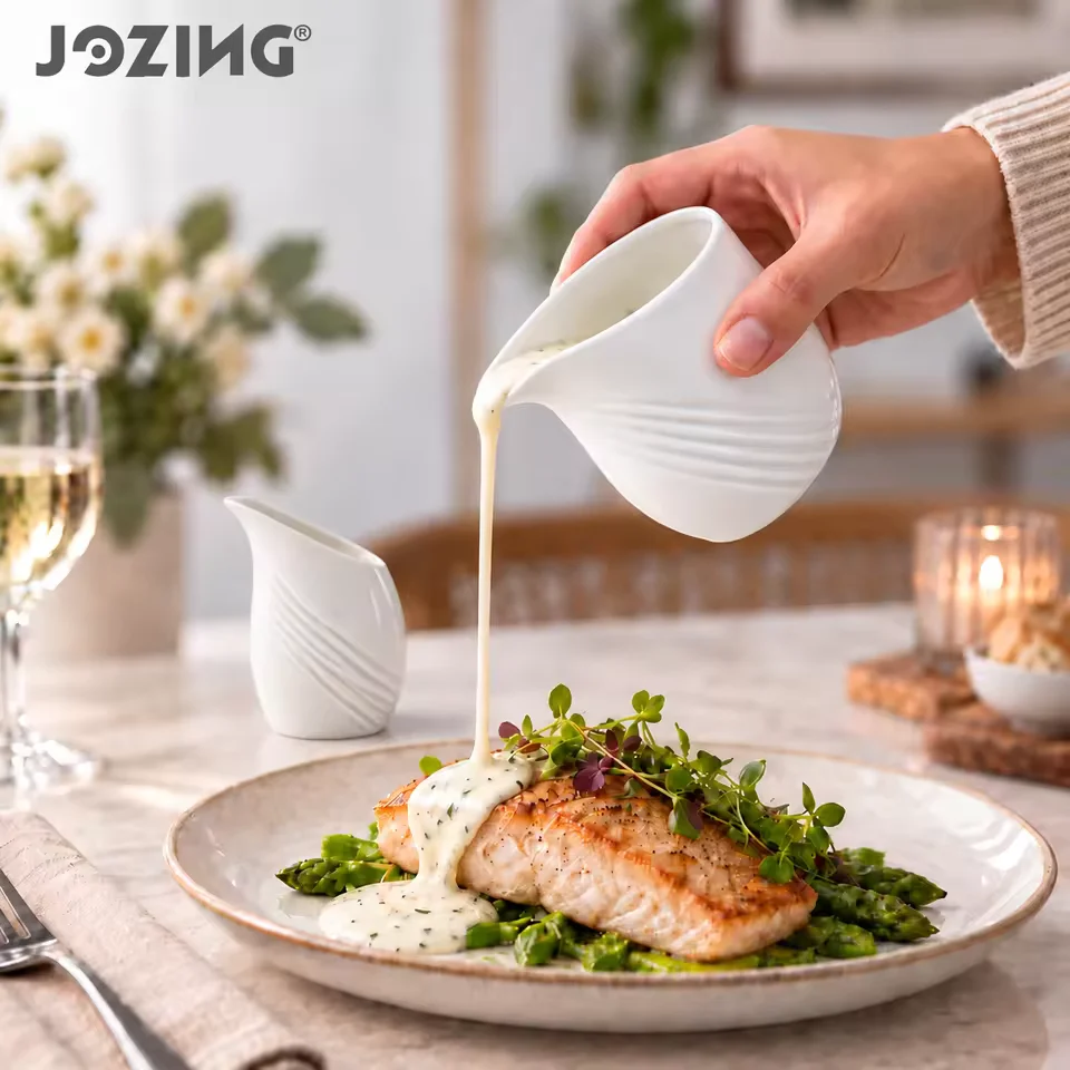 100ml White Ceramic Swirl Milk Jug and Creamer product view