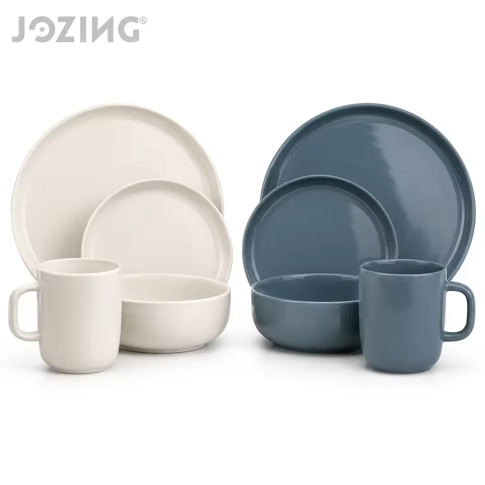 4-Piece Nordic Blue Porcelain Dinnerware Set product view